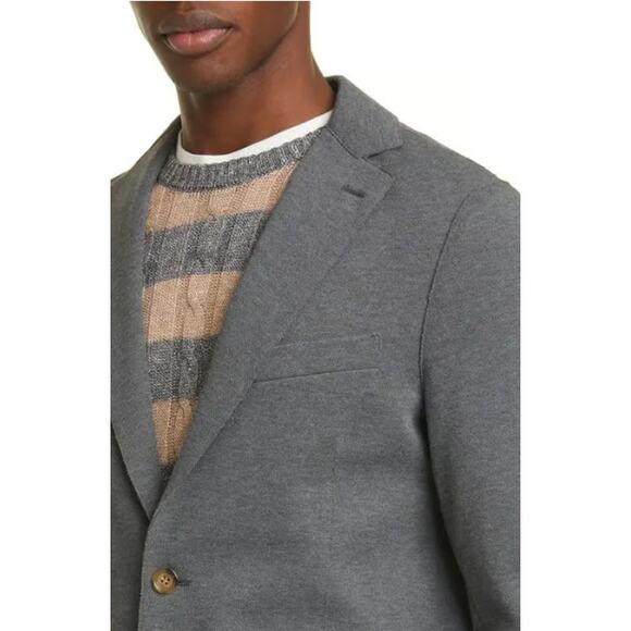 Eleventy Blazer Mens XL 52 IT Slim Fit Jersey Sport Coat Gray Knit Unstructured - Picture 2 of 14